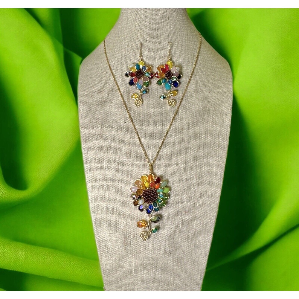 Joyeria artesanal Girasol/sunflower charm/Regalo Original/girasolmulticolor